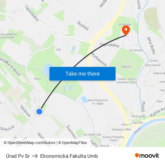 Úrad Pv Sr to Ekonomická Fakulta Umb map