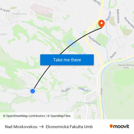 Nad Moskovskou to Ekonomická Fakulta Umb map