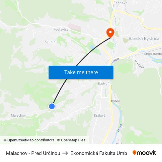 Malachov - Pred Určinou to Ekonomická Fakulta Umb map