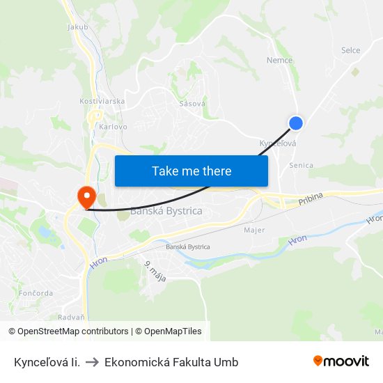 Kynceľová Ii. to Ekonomická Fakulta Umb map