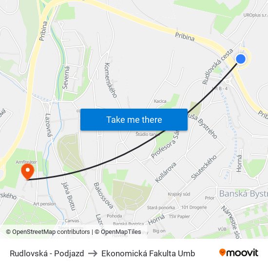 Rudlovská - Podjazd to Ekonomická Fakulta Umb map