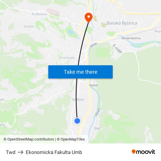Twd to Ekonomická Fakulta Umb map
