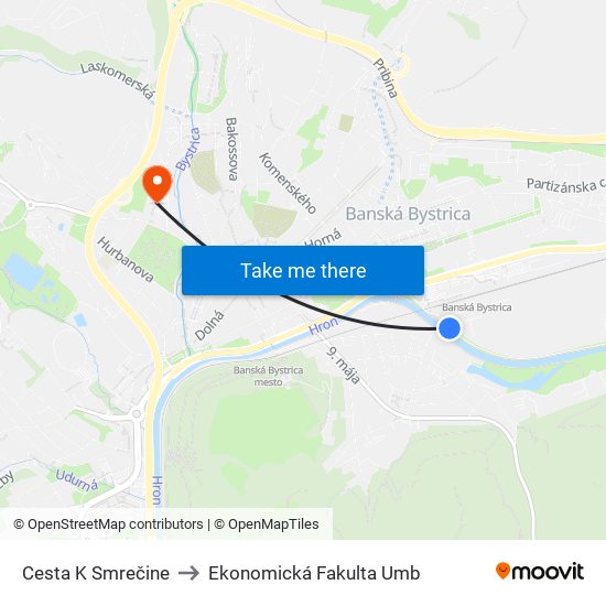 Cesta K Smrečine to Ekonomická Fakulta Umb map