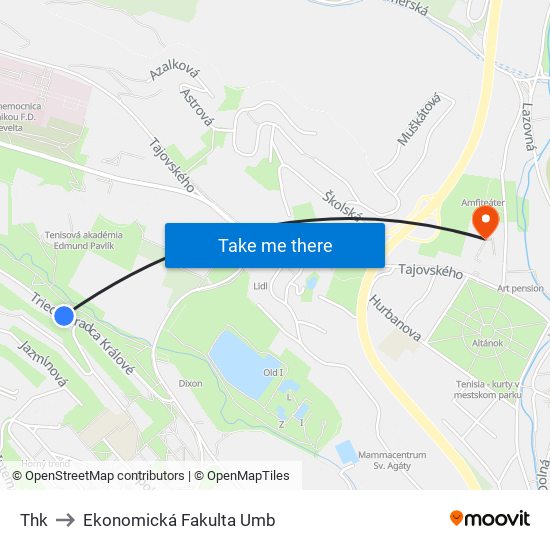 Thk to Ekonomická Fakulta Umb map