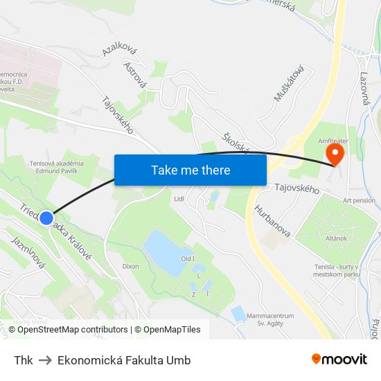 Thk to Ekonomická Fakulta Umb map