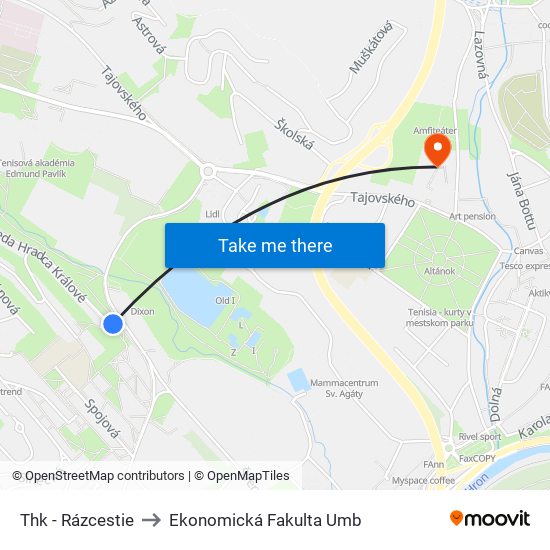 Thk - Rázcestie to Ekonomická Fakulta Umb map