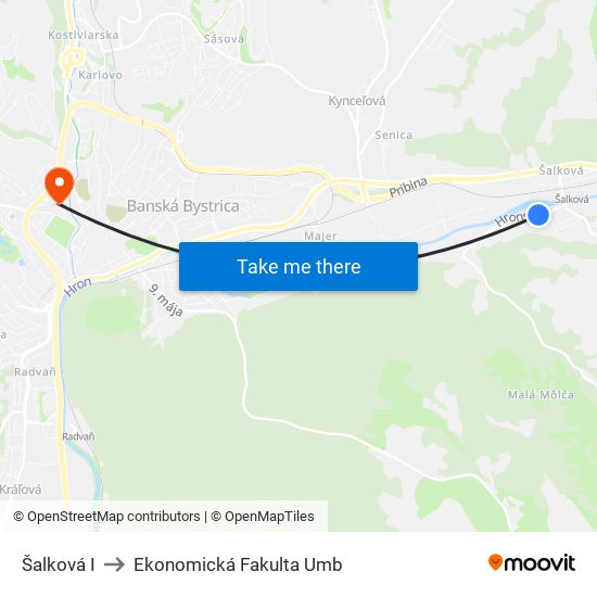 Šalková I to Ekonomická Fakulta Umb map