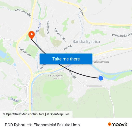 POD Rybou to Ekonomická Fakulta Umb map