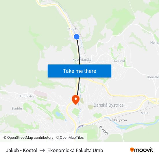 Jakub - Kostol to Ekonomická Fakulta Umb map