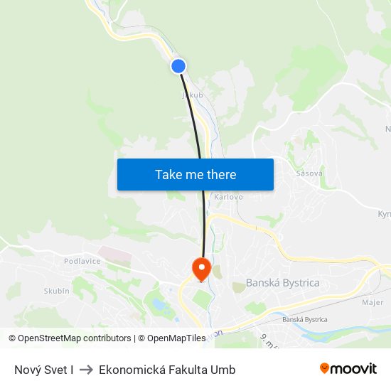 Nový Svet I to Ekonomická Fakulta Umb map