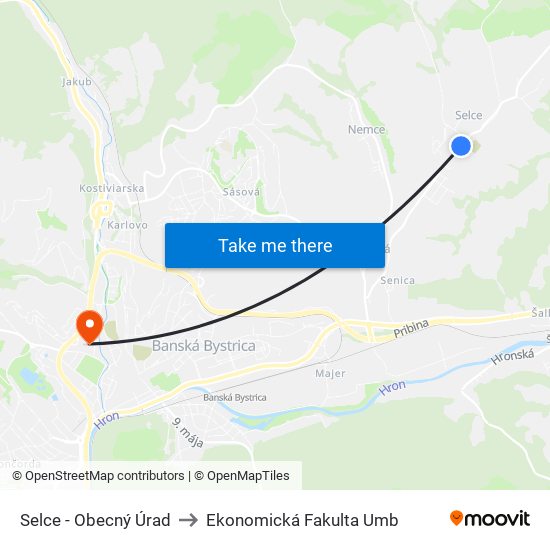 Selce - Obecný Úrad to Ekonomická Fakulta Umb map