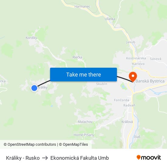 Králiky - Rusko to Ekonomická Fakulta Umb map