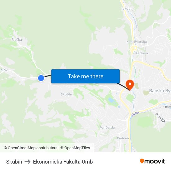 Skubín to Ekonomická Fakulta Umb map