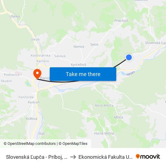 Slovenská Ľupča - Príboj, Zťs to Ekonomická Fakulta Umb map