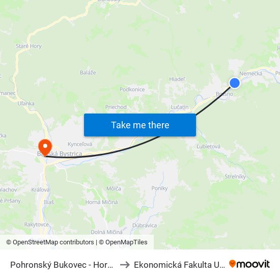 Pohronský Bukovec - Horáreň to Ekonomická Fakulta Umb map