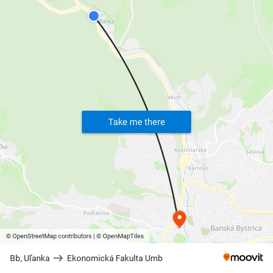 Bb, Uľanka to Ekonomická Fakulta Umb map