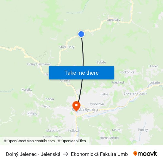 Dolný Jelenec - Jelenská to Ekonomická Fakulta Umb map