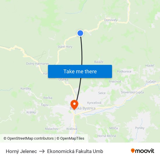 Horný Jelenec to Ekonomická Fakulta Umb map