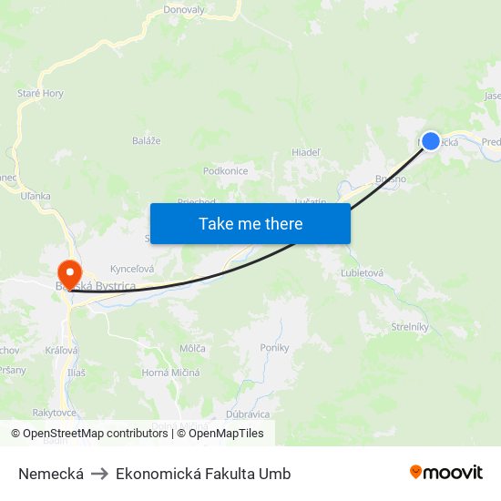 Nemecká to Ekonomická Fakulta Umb map