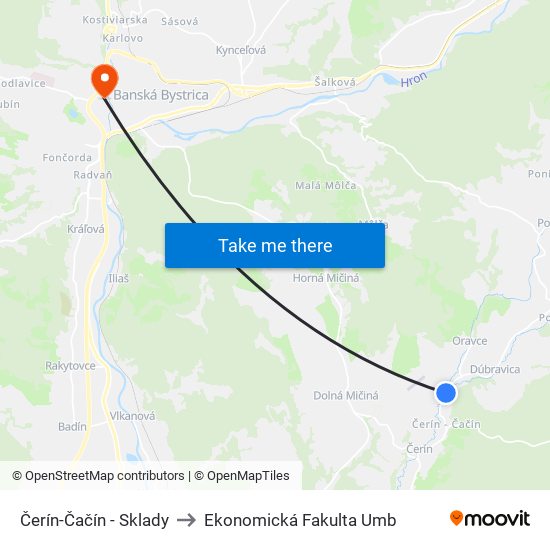 Čerín-Čačín - Sklady to Ekonomická Fakulta Umb map