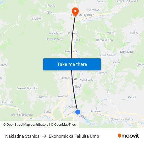 Nákladná Stanica to Ekonomická Fakulta Umb map