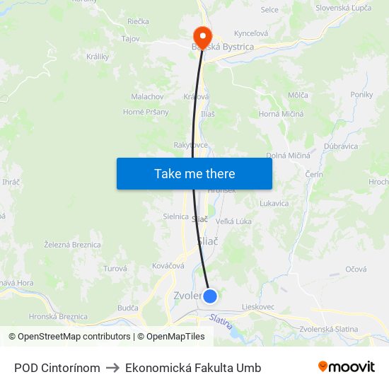 POD Cintorínom to Ekonomická Fakulta Umb map