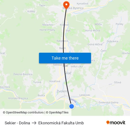 Sekier - Dolina to Ekonomická Fakulta Umb map