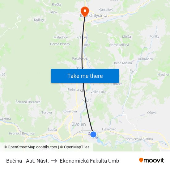 Bučina - Aut. Nást. to Ekonomická Fakulta Umb map