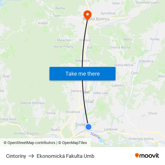 Cintoríny to Ekonomická Fakulta Umb map