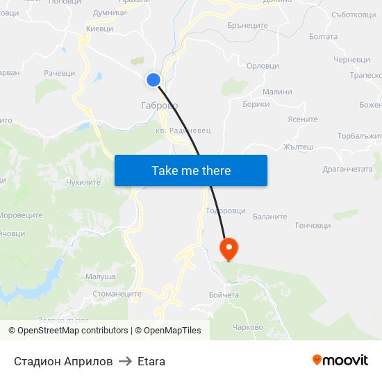 Стадион Априлов to Etara map