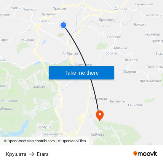 Крушата to Etara map