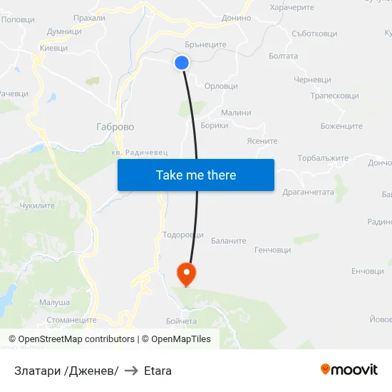 Златари /Дженев/ to Etara map