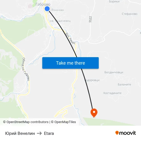 Юрий Венелин to Etara map