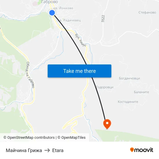 Майчина Грижа to Etara map