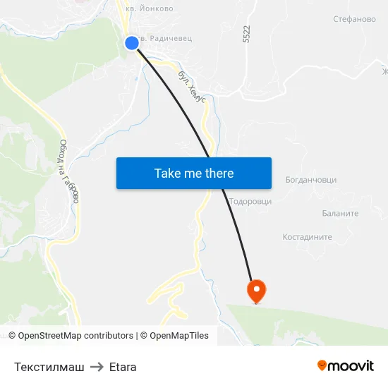 Текстилмаш to Etara map