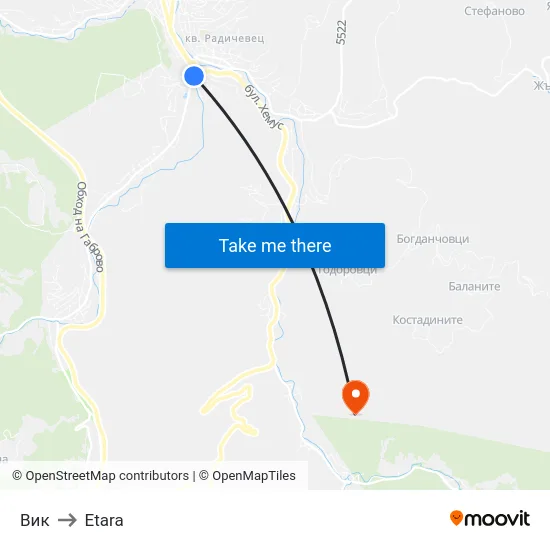 Вик to Etara map
