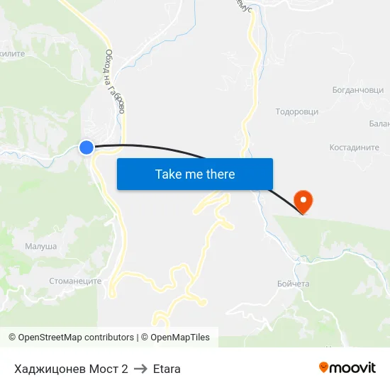 Хаджицонев Мост 2 to Etara map