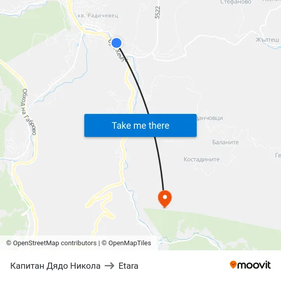 Капитан Дядо Никола to Etara map