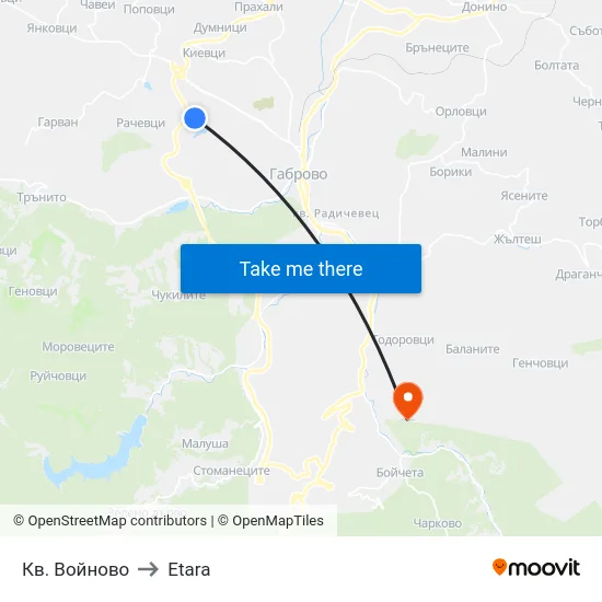 Кв. Войново to Etara map