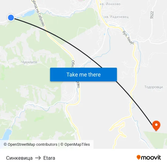 Синкевица to Etara map