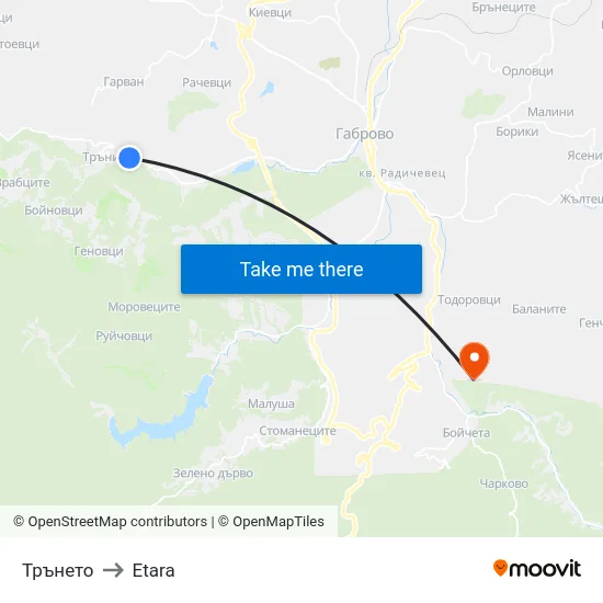 Трънето to Etara map