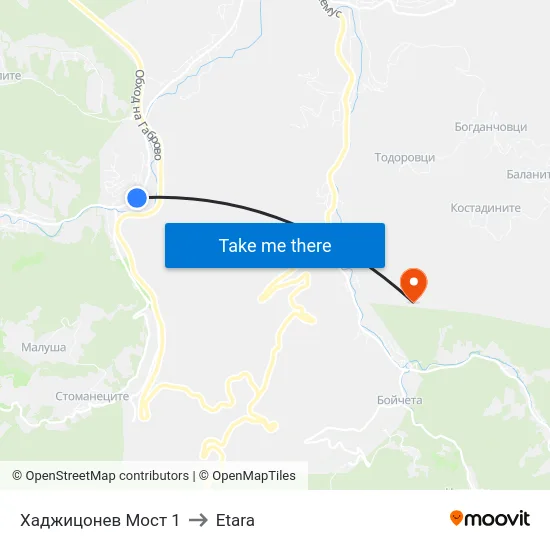 Хаджицонев Мост 1 to Etara map