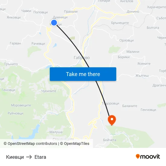 Киевци to Etara map