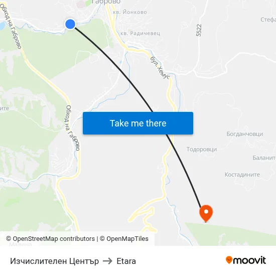 Computation Center to Etara map