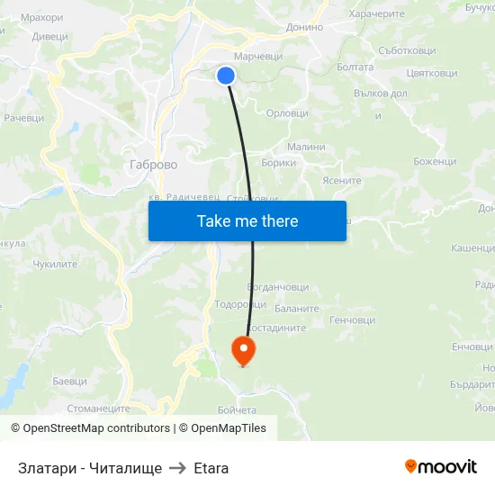 Zlatari - Community Center to Etara map