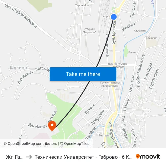 Жп Гара to Технически Университет - Габрово - 6 Корпус map