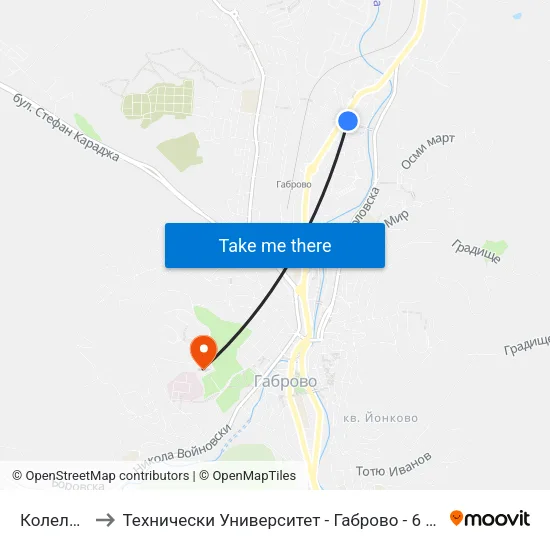 Колелото to Технически Университет - Габрово - 6 Корпус map