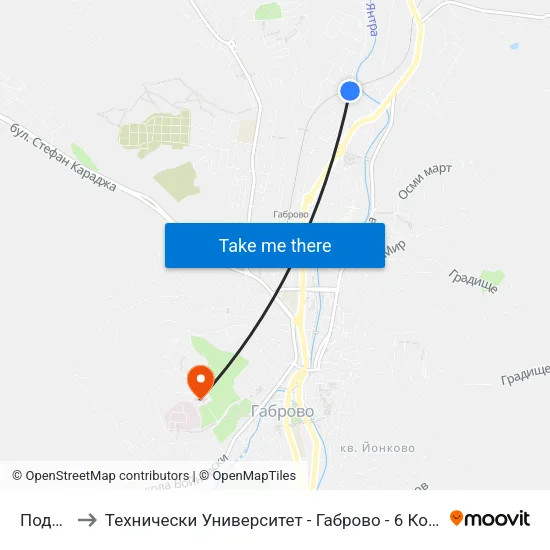 Подем to Технически Университет - Габрово - 6 Корпус map