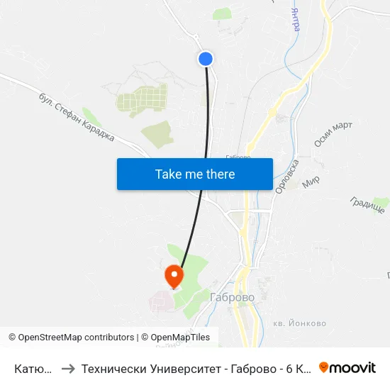 Катюша to Технически Университет - Габрово - 6 Корпус map
