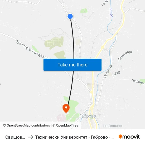Свищовска to Технически Университет - Габрово - 6 Корпус map